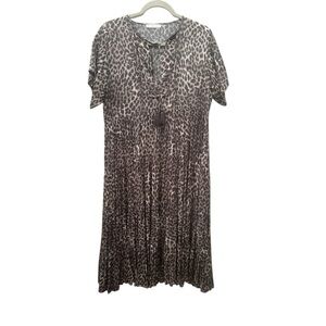 Karlie Animal Print Midi Dress Tassles Church Career Measures as L No Sz Tag